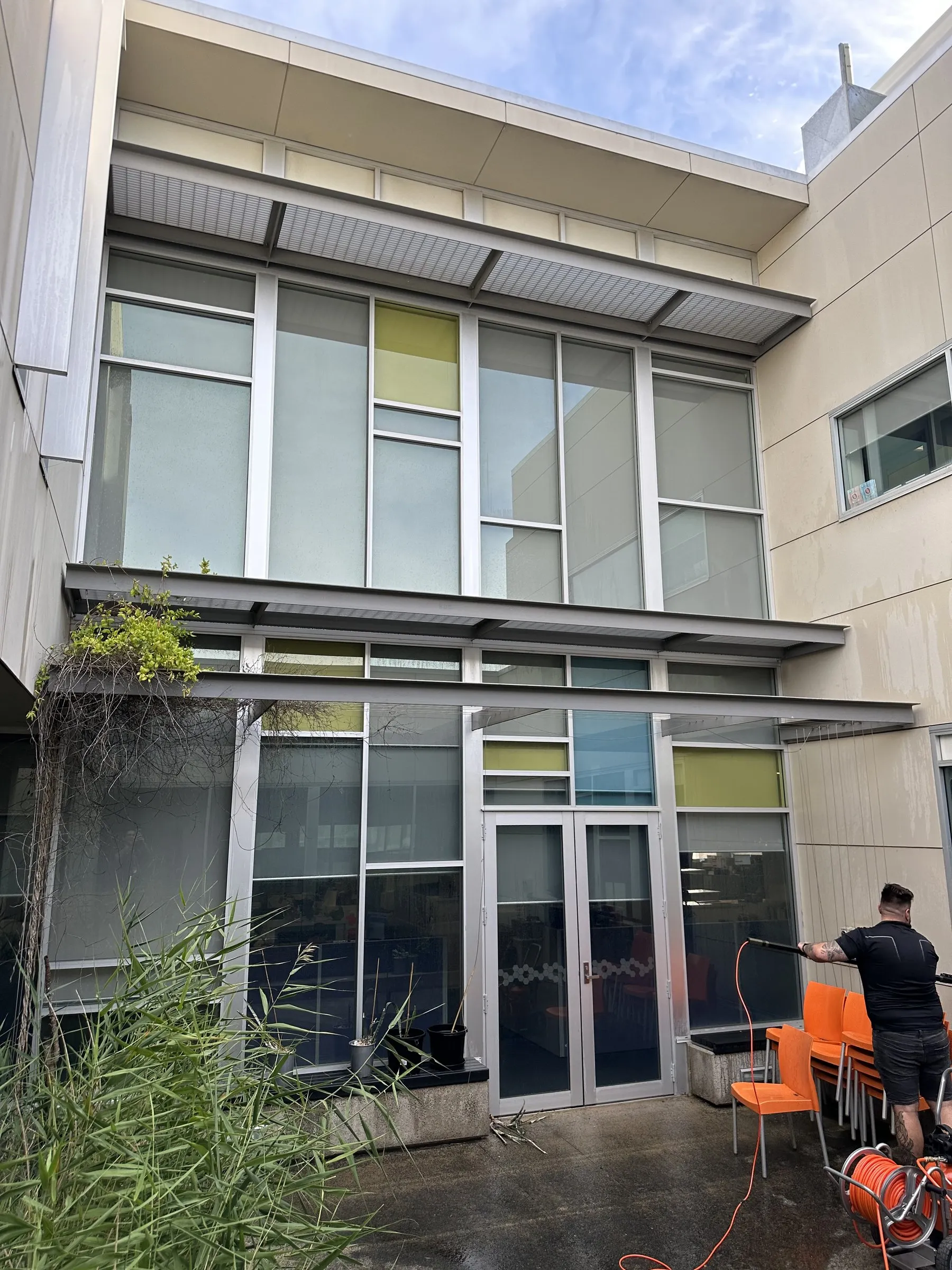 Ground-floor glazing, two-storey office