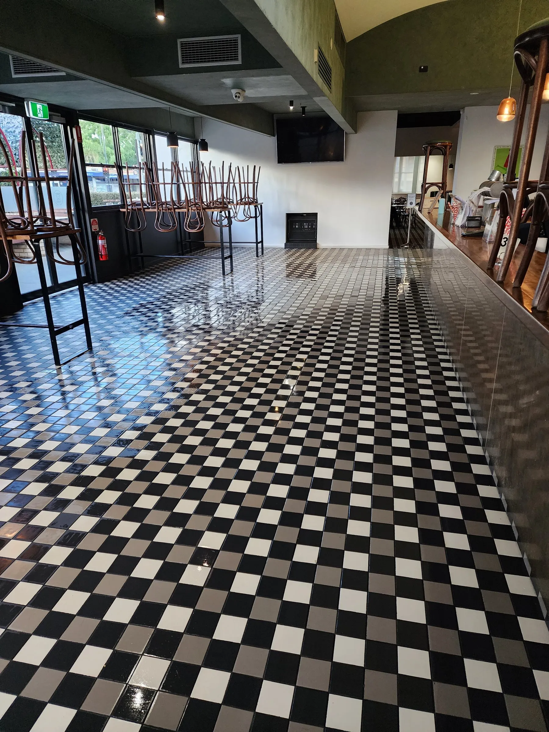 Heritage checkerboard floor after a clean