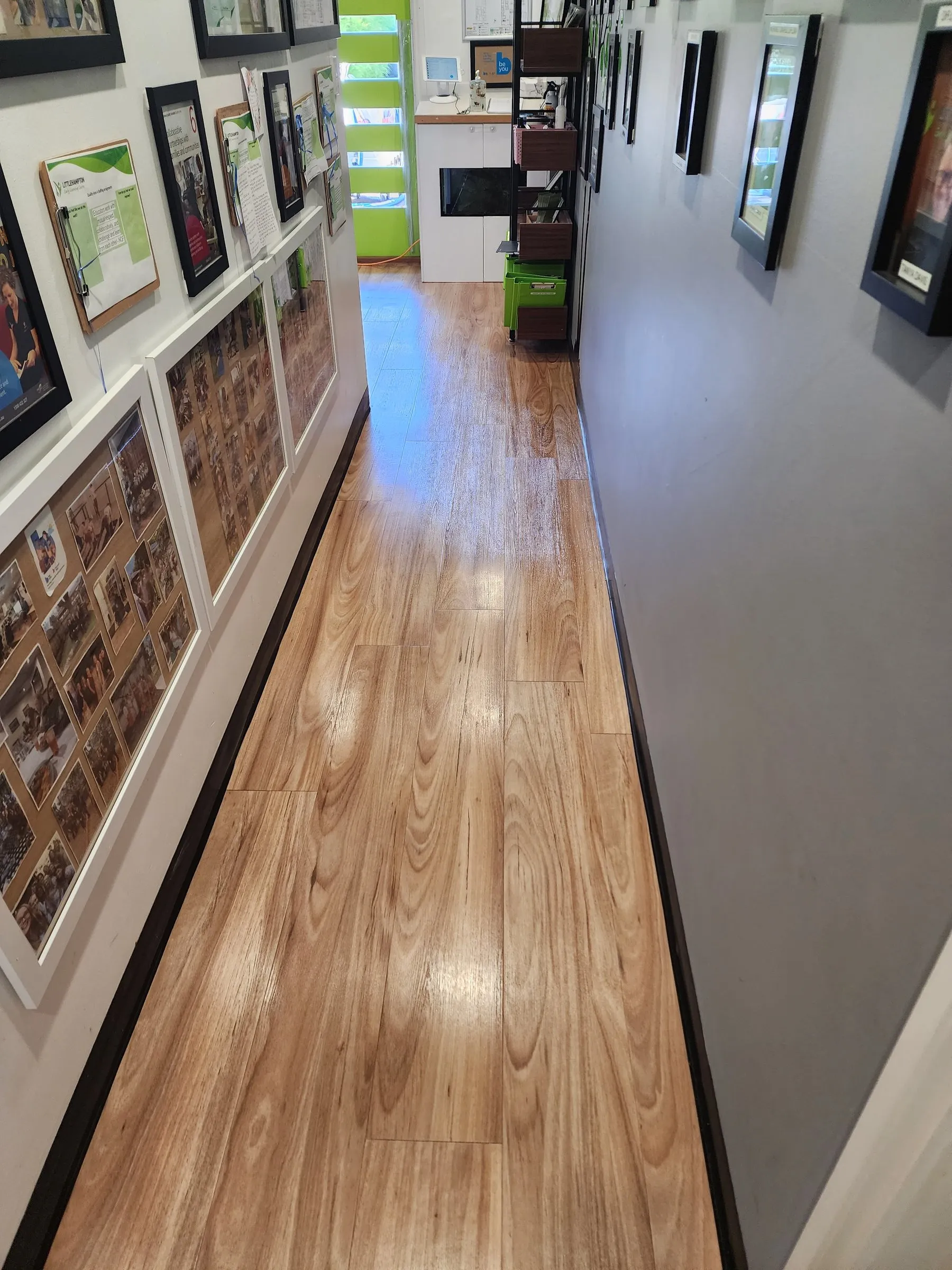 Office hallway after the final clean